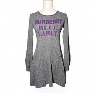 BURBERRY LONDON BLUE LABEL Grey long sleeve mini Dress